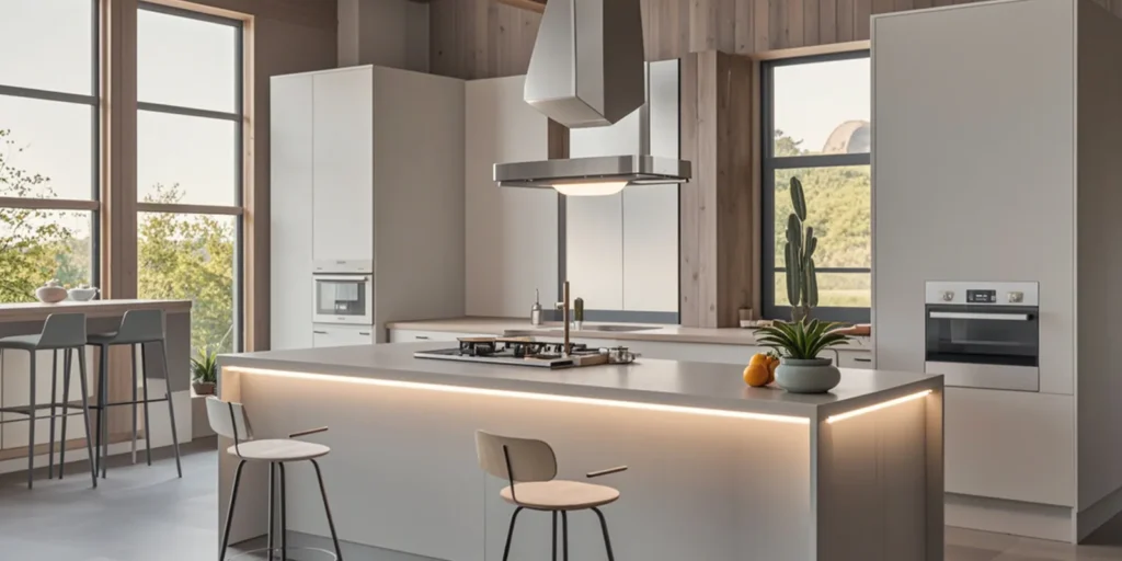 Create an open kitchen with a cooking island