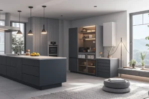 Gray kitchen cabinets