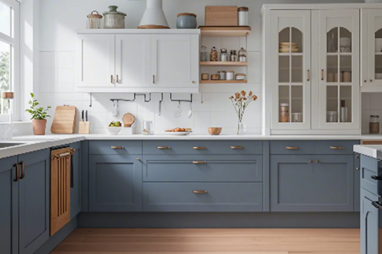blue kitchen cabinets