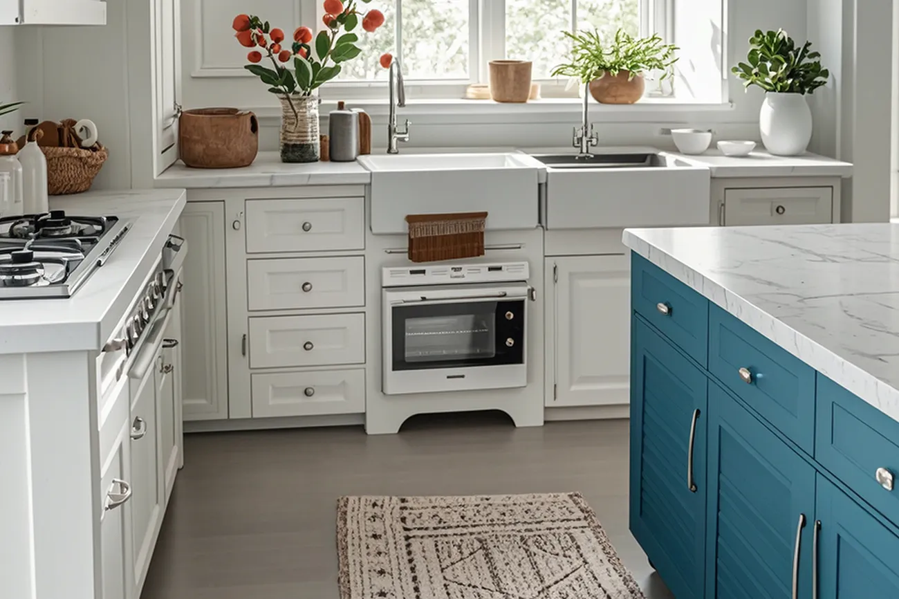 blue kitchen cabinets